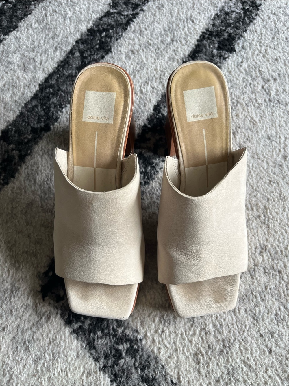 Dolce Vita Cream Square-Toe Slide Mules